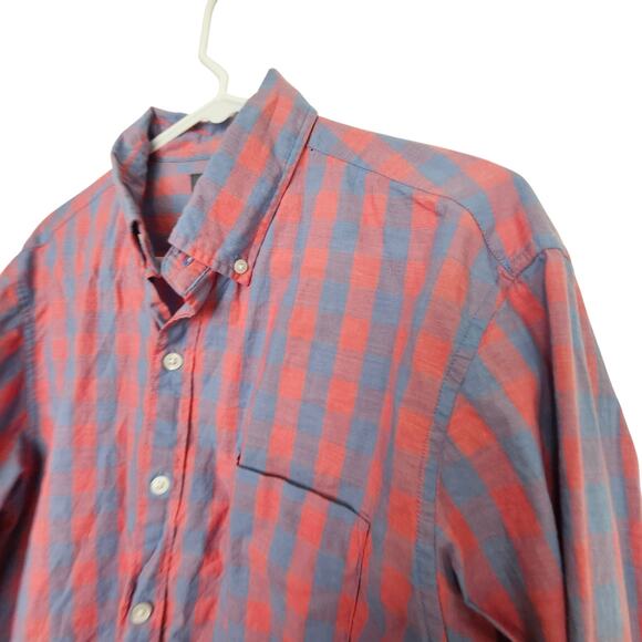 Bonobos Shirt Red Blue Checker Dress Shirt Button Down Long Sleeve Men M - Picture 5 of 8